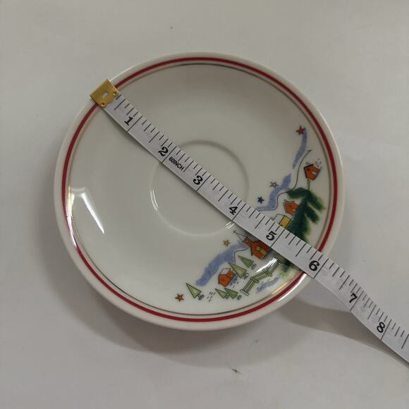 Vintage 3pc Set Salem China Christmas Eve Teacups and Saucers Holiday Dinnerware - Picture 9 of 10